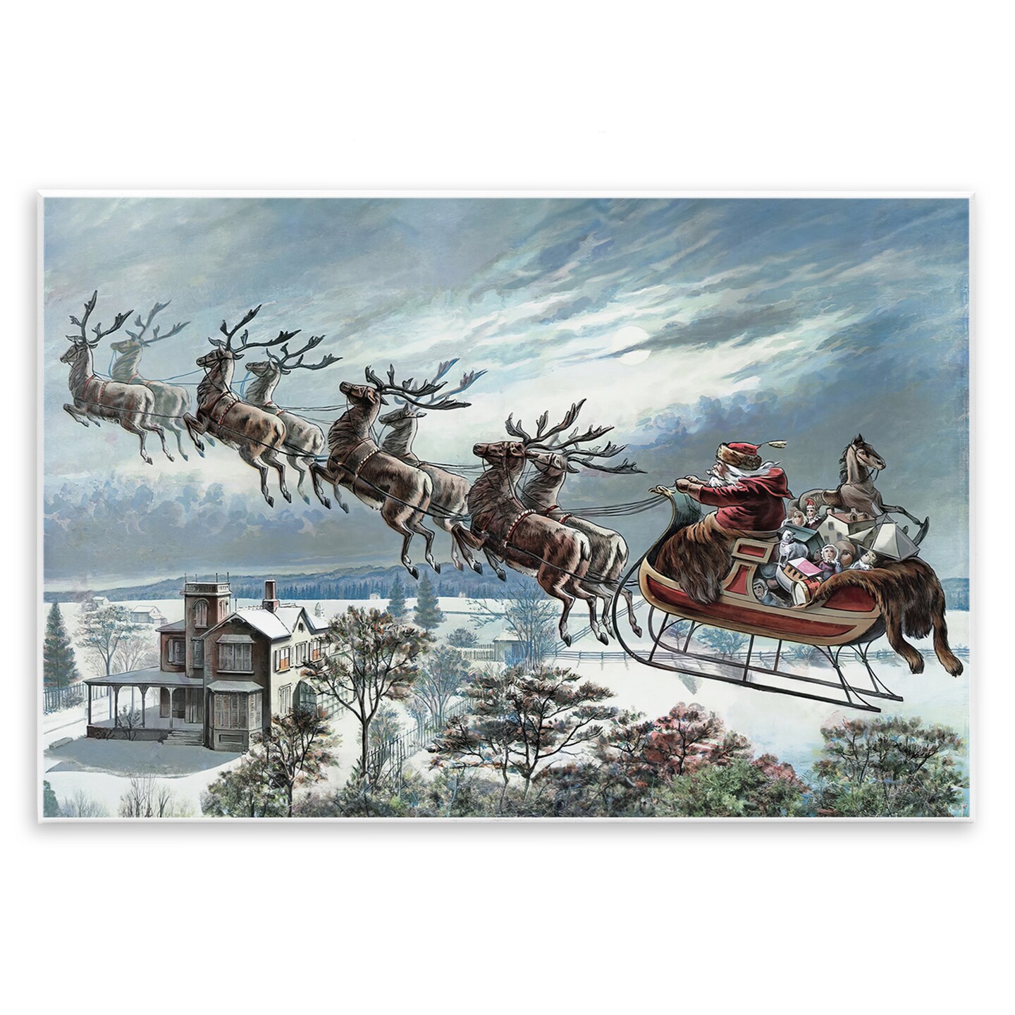 Stupell Industries Santa's Sleigh over Town Wall Plaque Design by Arlington Prints