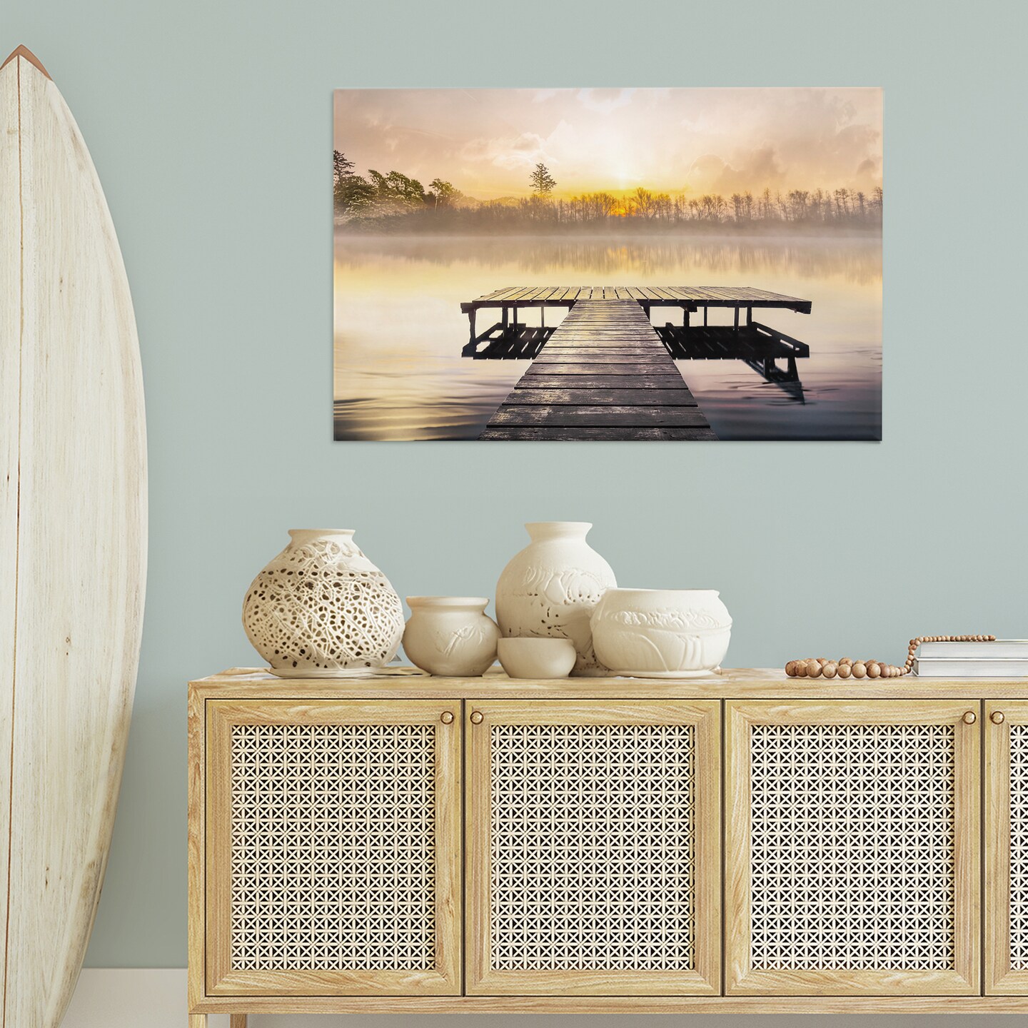 Stupell Industries Summer Sunrise Dock Canvas Design by Mike Calascibetta