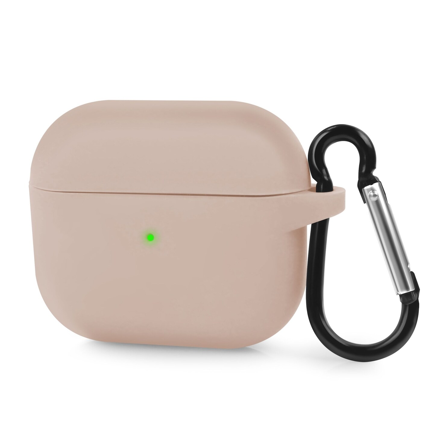 Insten Silicone Case Compatible with Airpods 3 3rd Gen 2021 Earbuds Protective Cover, Front LED Visible, with Carrying Keychain for Girls Women Boys Men, Sand Pink