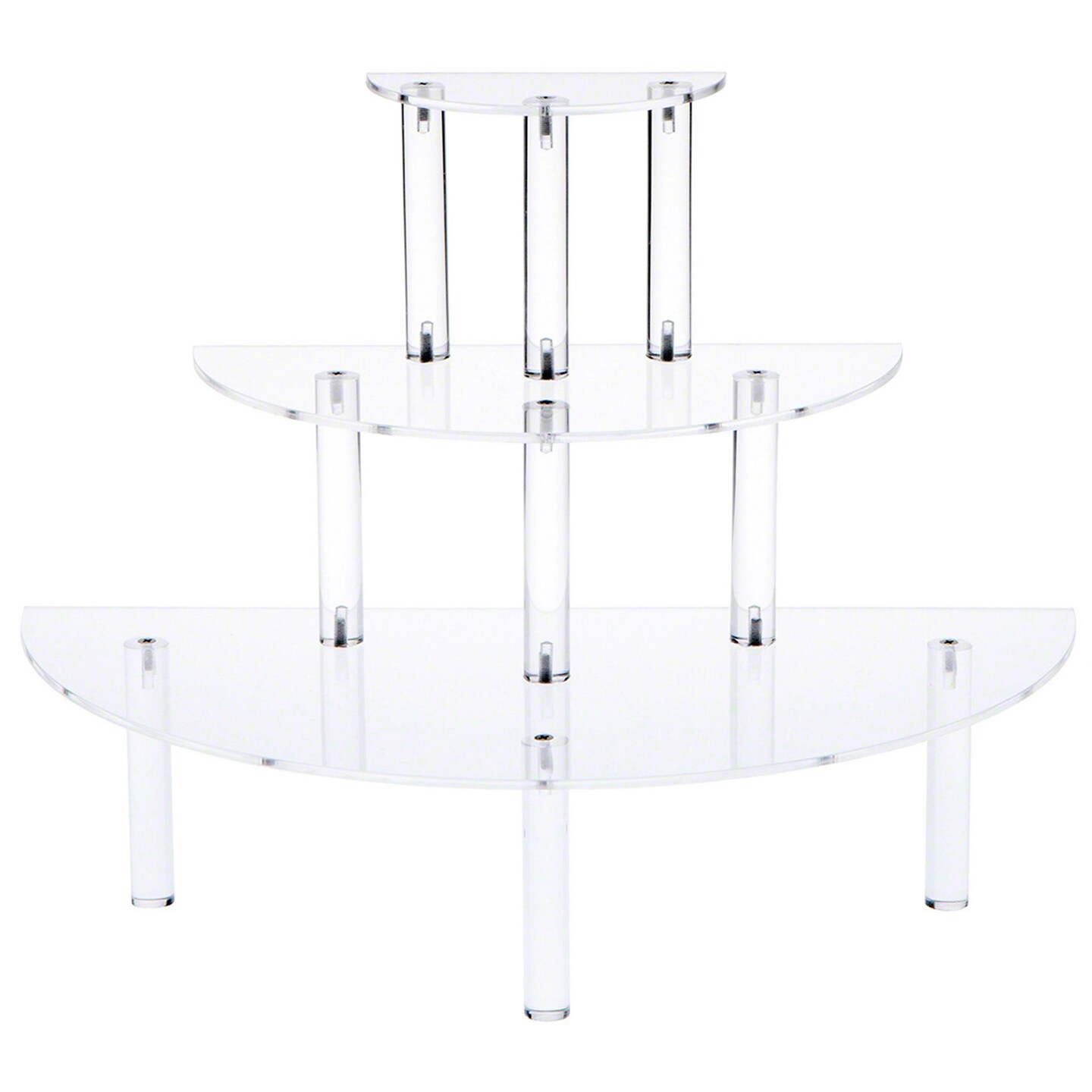 Plymor Clear Acrylic Three-Tiered Half-Round Display Shelves