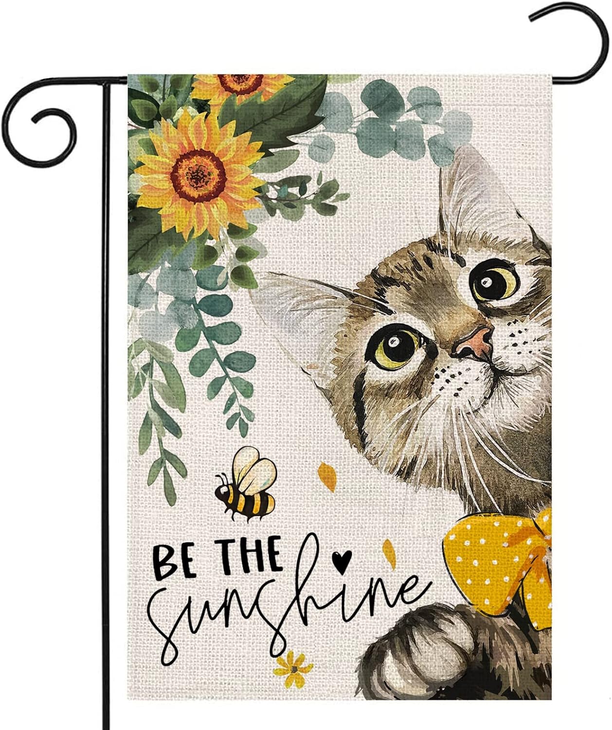 Summer Cat Garden Flag for Outside 12x18 Double Sided,Be The Sunshine Cat with Sunflowers Small Yard Flags,Spring Seasonal Decor for Farmhouse Holiday Outdoor