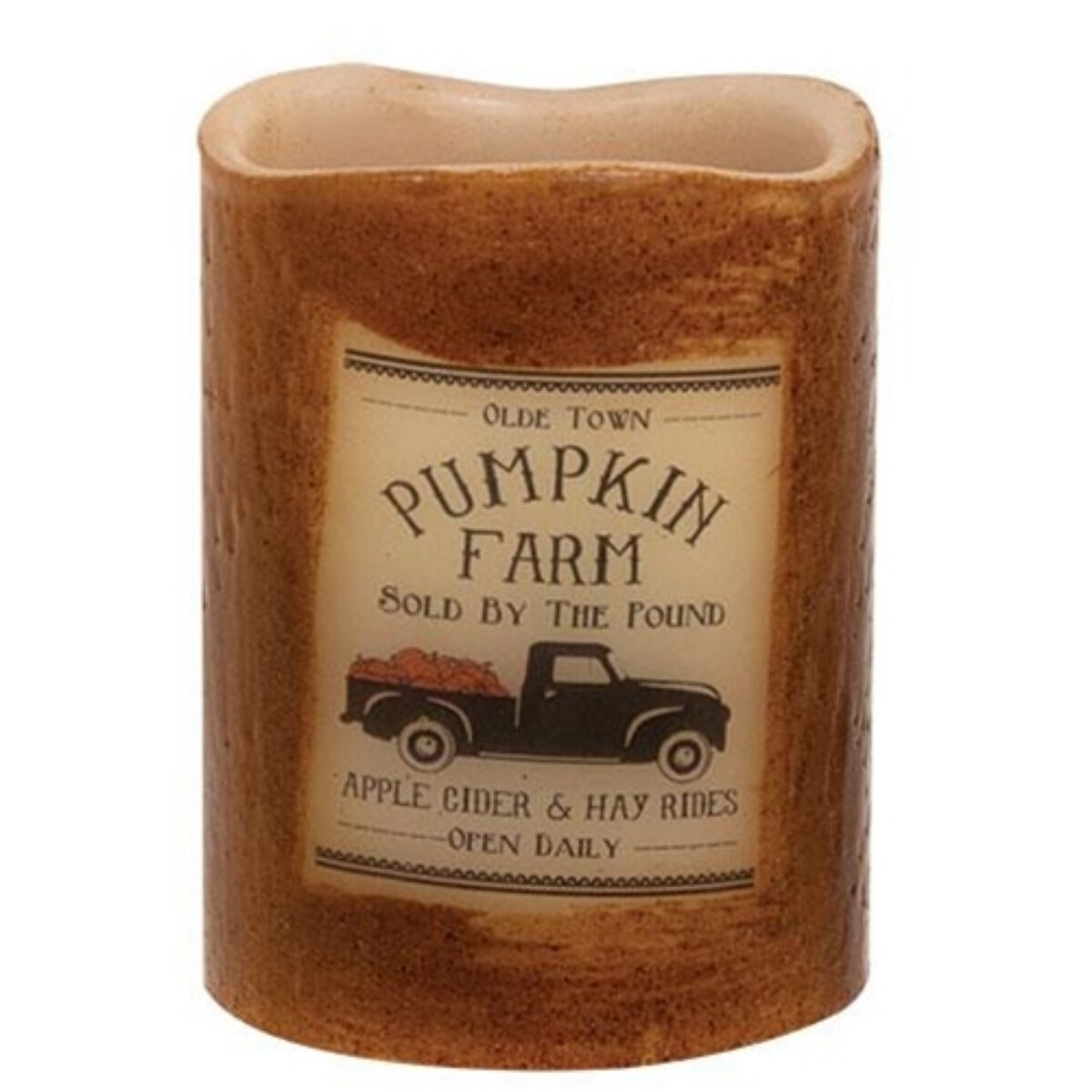 LED Timer Pillar Candle with Pumpkin Patch Vintage Design for Rustic Spaces