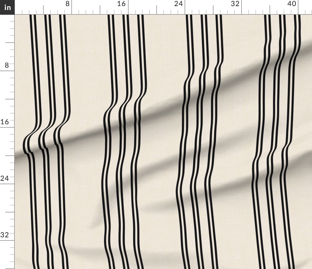 Various Fabrics by the Yard or Fat Quarter Simple Stripe Black Cream Tan Minimal Timeless Farmhouse Weathered Large Scale Custom Printed Fabric by Spoonflower