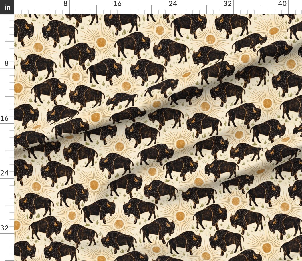 Bison Endangered Species Western Ranch Custom Printed Fabric by Spoonflower Various Fabrics by the Yard or Fat Quarter
