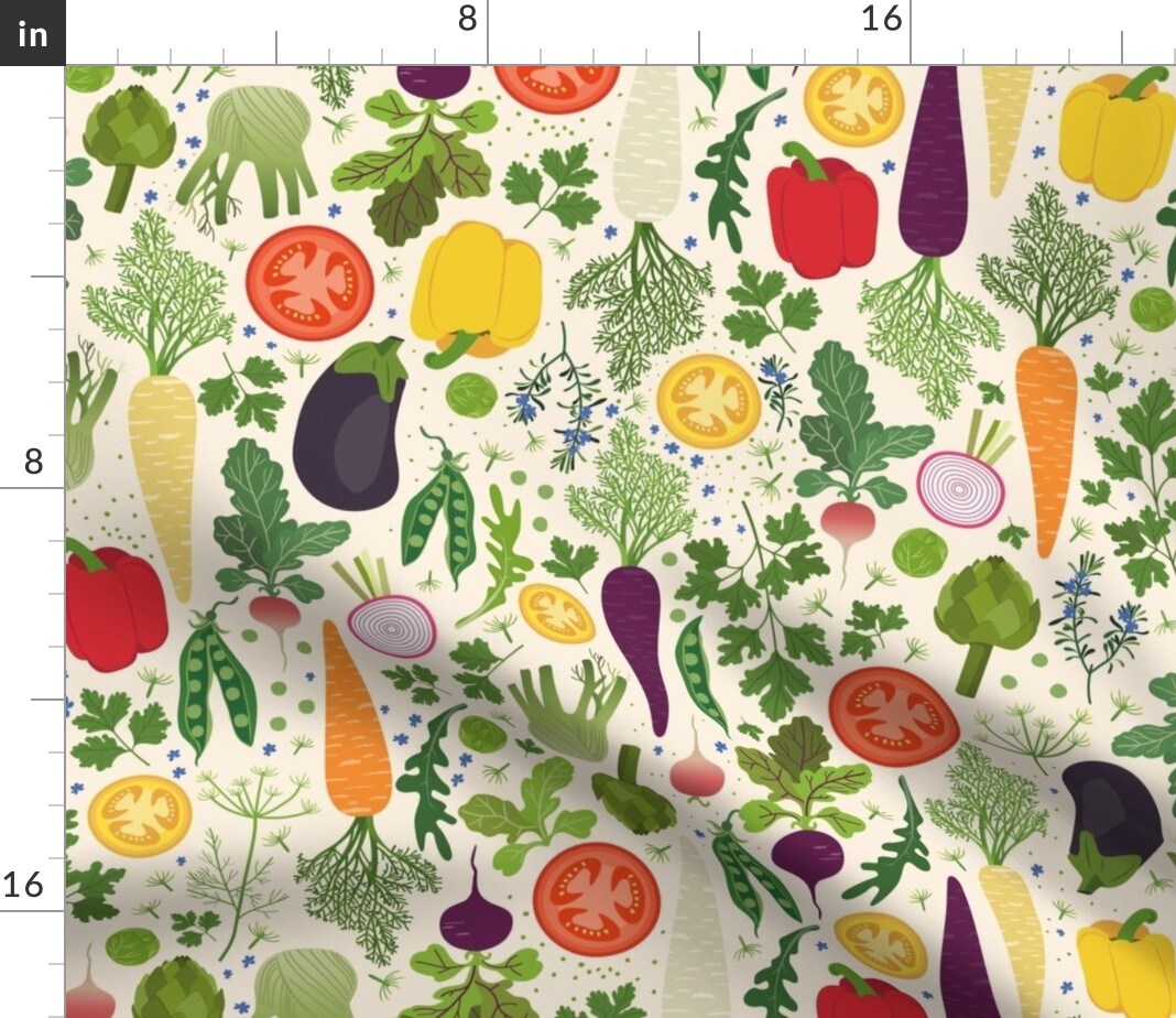 Garden Vegetables Salads Custom Printed Fabric by Spoonflower Various Fabrics by the Yard or Fat Quarter