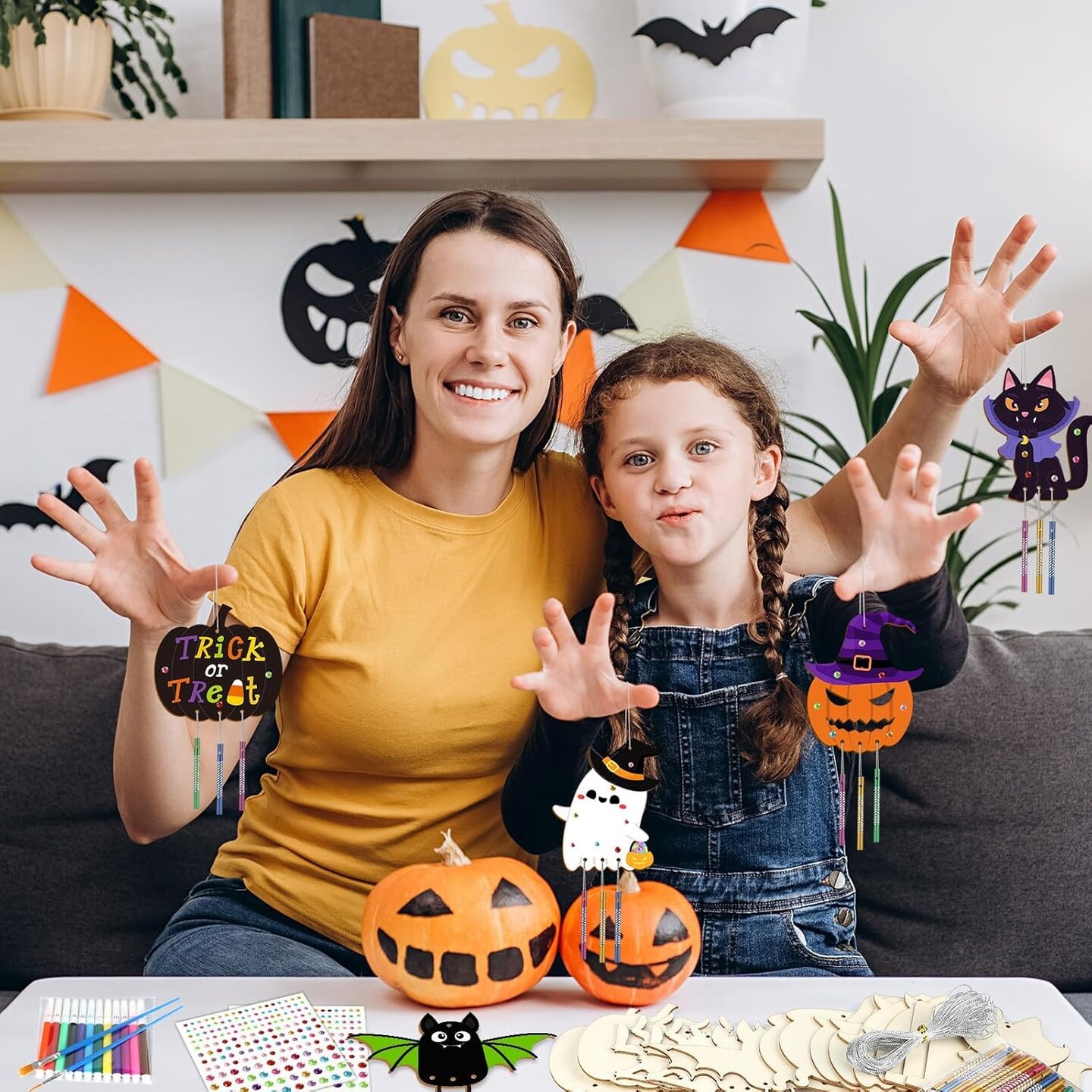 16 Pack Halloween Wind Chime Kits Crafts for Kids