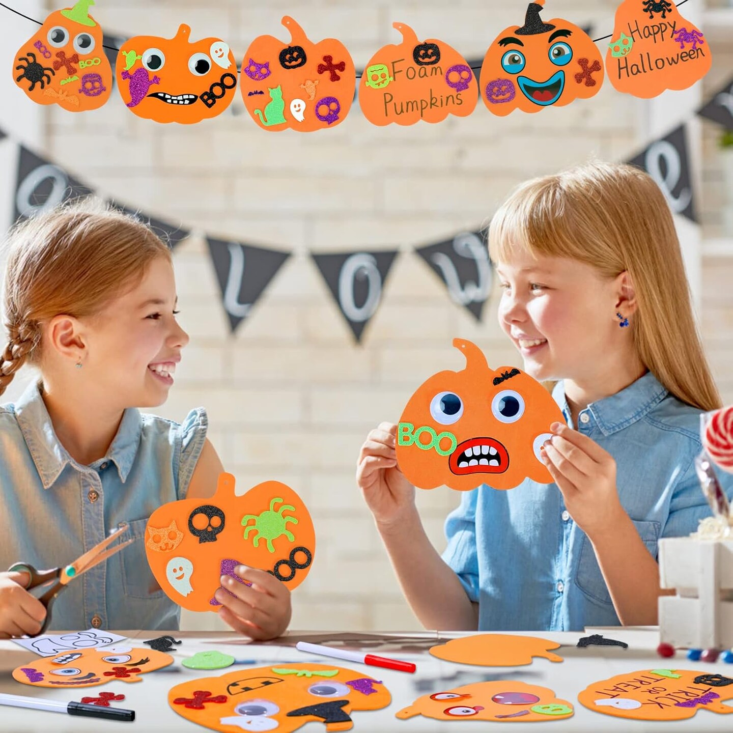 312PCS Halloween Pumpkin Foam Stickers - Halloween Craft Kit