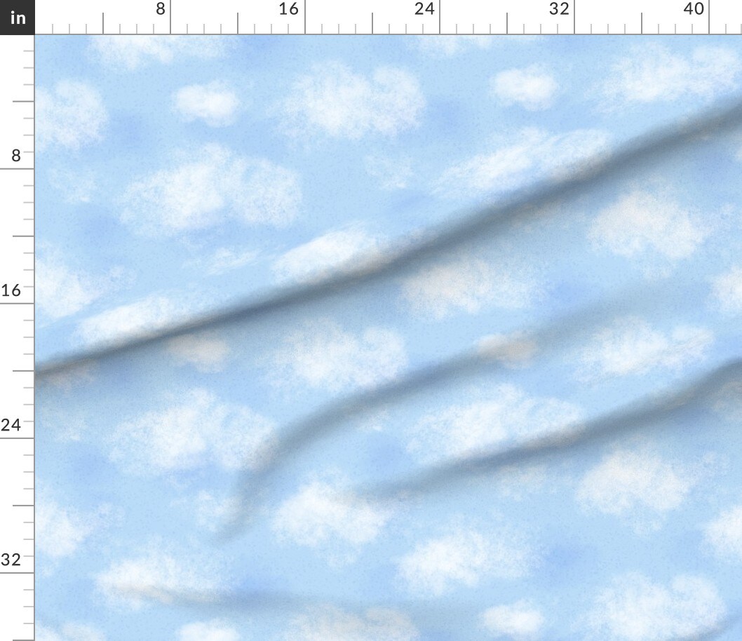 Various Fabrics by the Yard or Fat Quarter Blue Sky Whimsical Pattern Simple Clouds Nature Earthy Custom Printed Fabric by Spoonflower