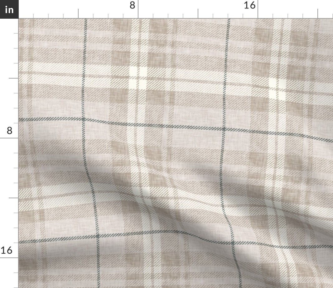 Soft Autumn Plaid Tartan Neutral Cool Brown Rustic Masculine Nursery Fall Traditional Custom Printed Fabric by Spoonflower Various Fabrics by the Yard or Fat Quarter