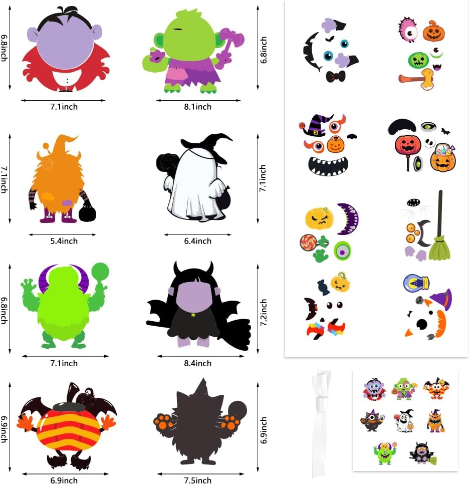 120pcs Halloween Monster Crafts Kits, Halloween Monster Hanging Ornaments