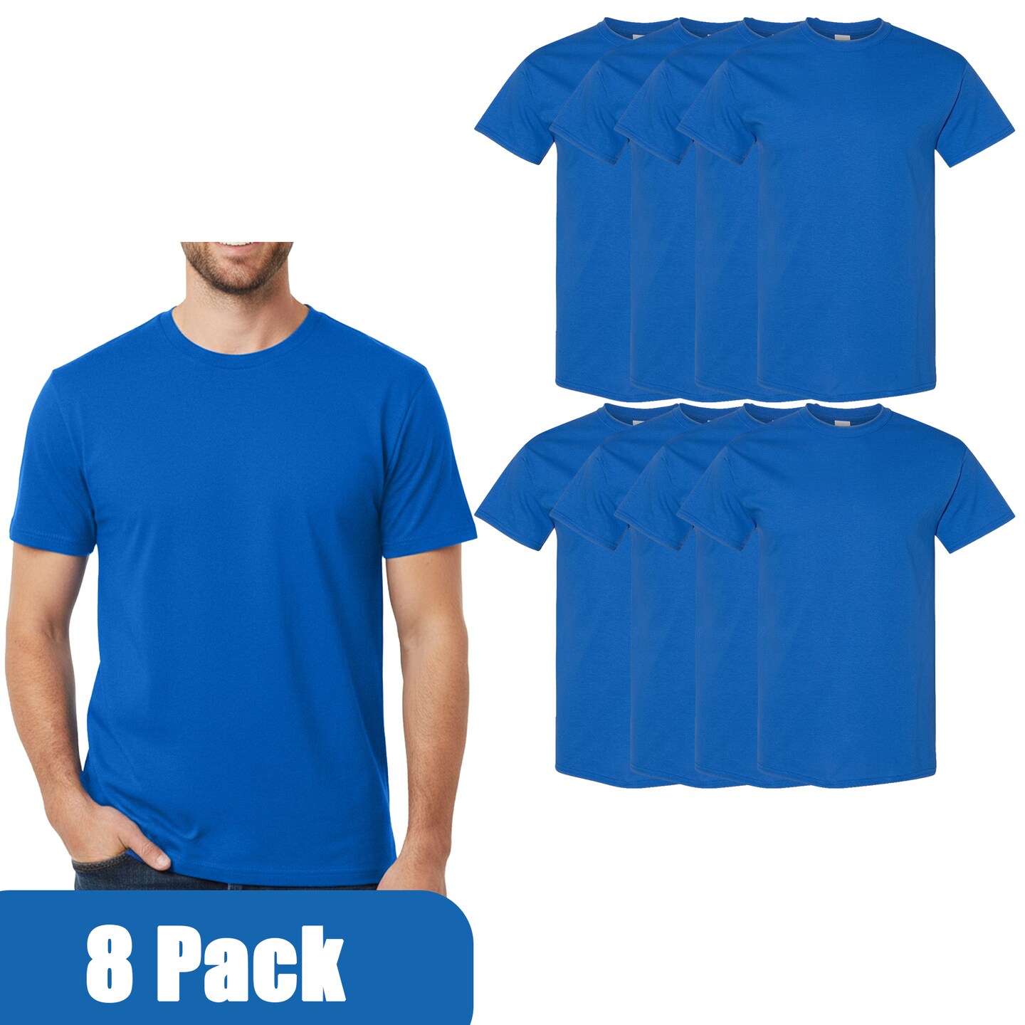 Gildan Unisex Heavy Cotton T-Shirts, Soft & Durable, 8-Pack, Ideal for Crafts & Custom Designs