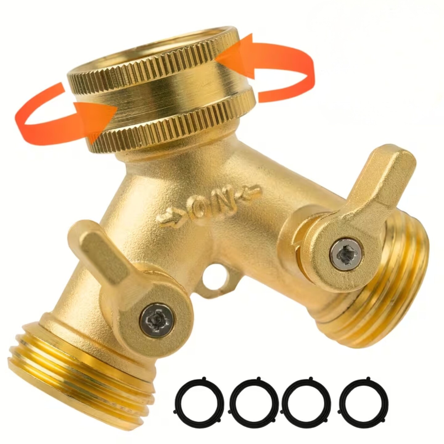 Kitcheniva 3/4" 2-Way Heavy-Duty Brass Hose Splitter with Dual Shut-Off Valve