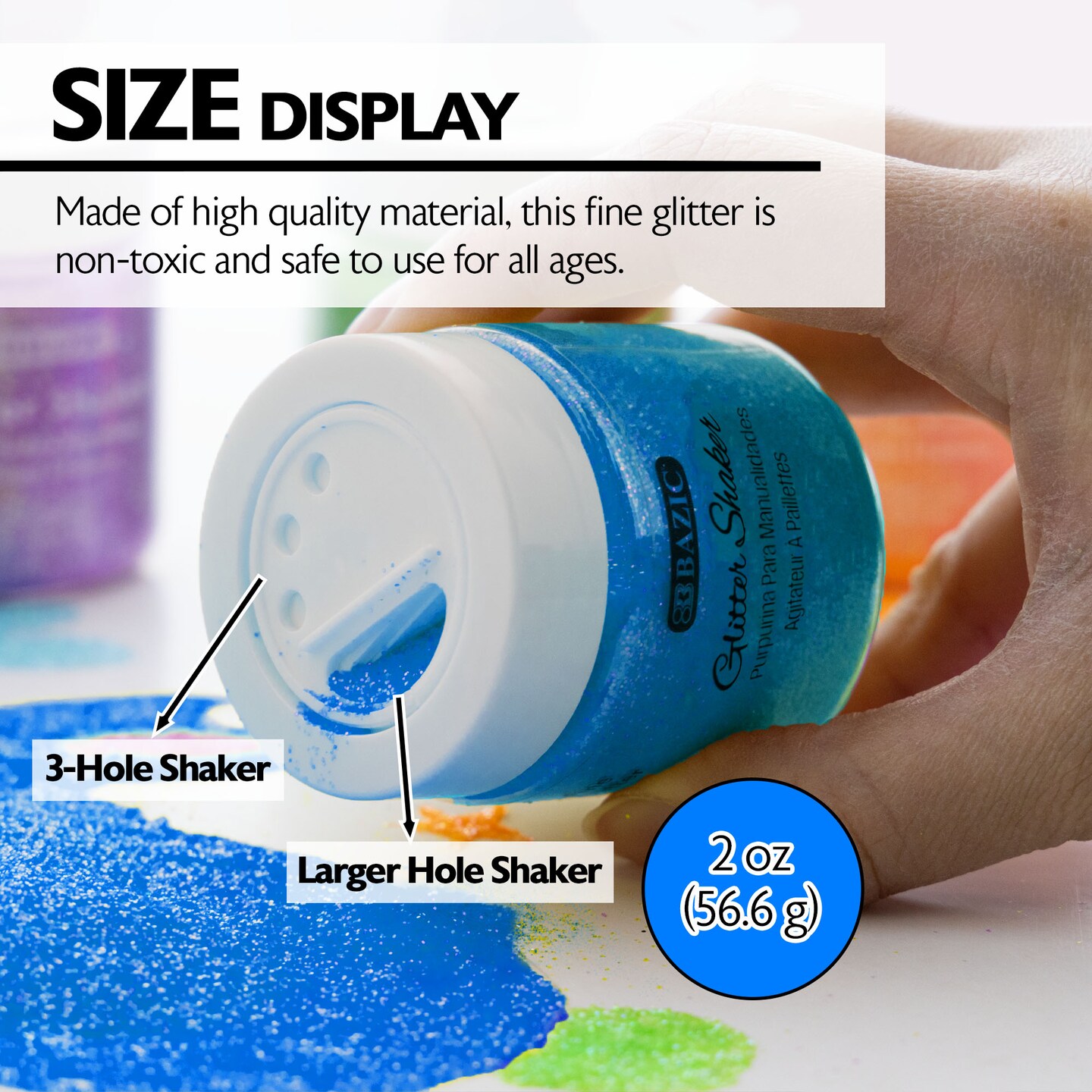 BAZIC Glitter Shaker 56.6g / 2 Oz. Primary Color