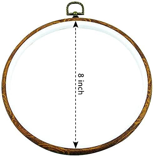 5PCS Round Embroidery Hoops - Circle Display Cross Stitch Hoop Frame (Brown, 8 inch)