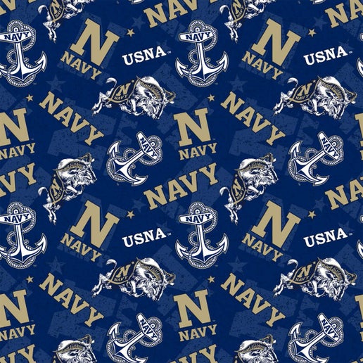 Licensed NCAA US Naval Academy Tone on Tone USNA-1178 Cotton Fabric by the Yard