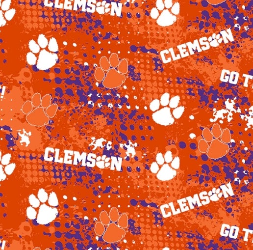 Licensed NCAA Clemson University Splatter CLEM-835 Cotton Fabric by the Yard