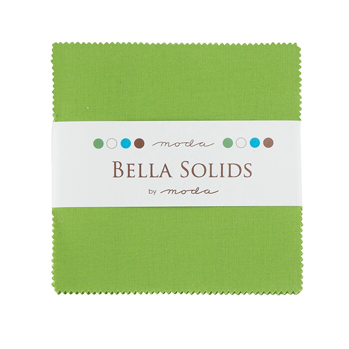 Bella Solids 5" Square Pack (Charm Pack) in Fresh Grass by Moda for Moda (9900PP 228)