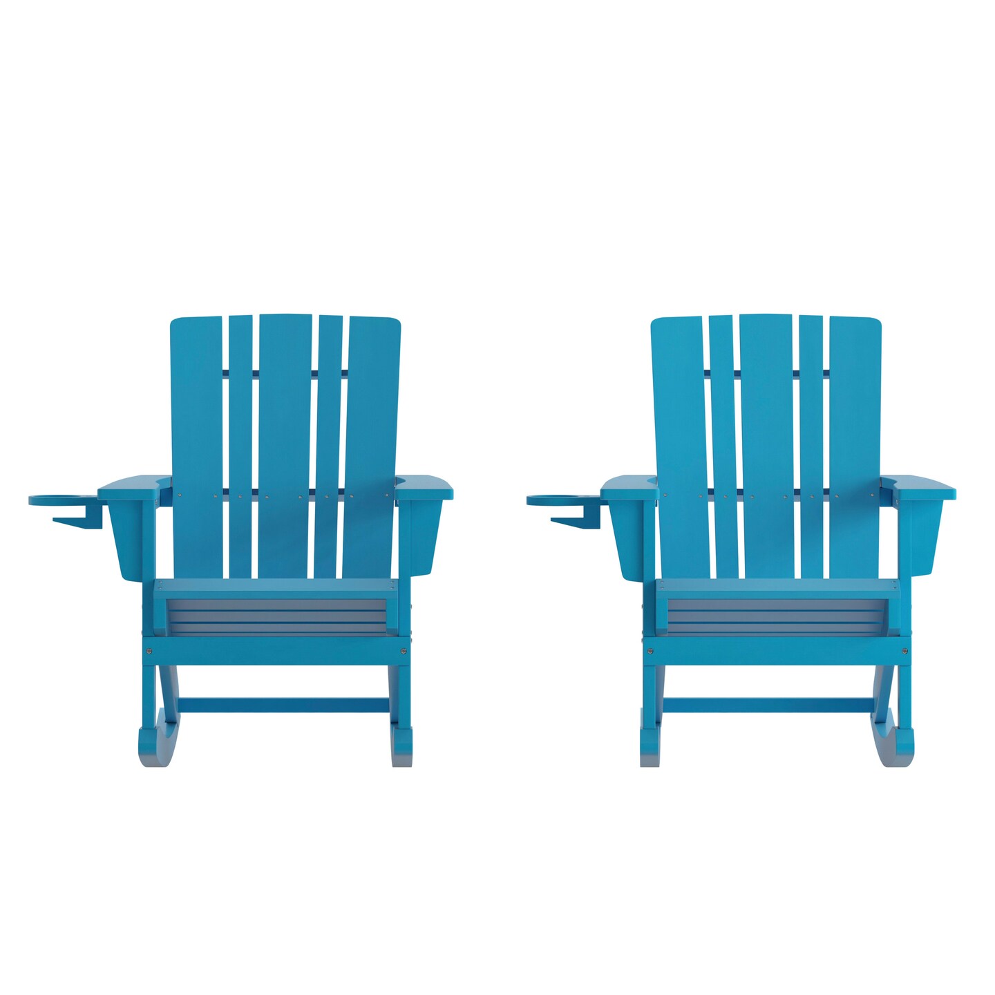 Merrick Lane Ridley HDPE Adirondack Chair with Cup Holder and Pull Out Ottoman, All-Weather HDPE Indoor/Outdoor Chair