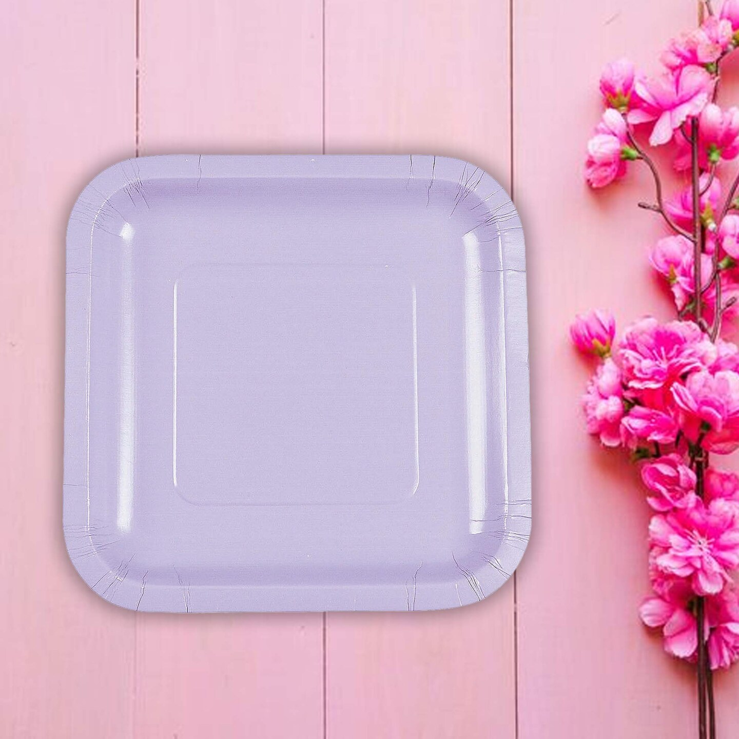 24 Count Lavender Square Paper Dessert Plates for Wedding Shower Birthday Party Use 7"