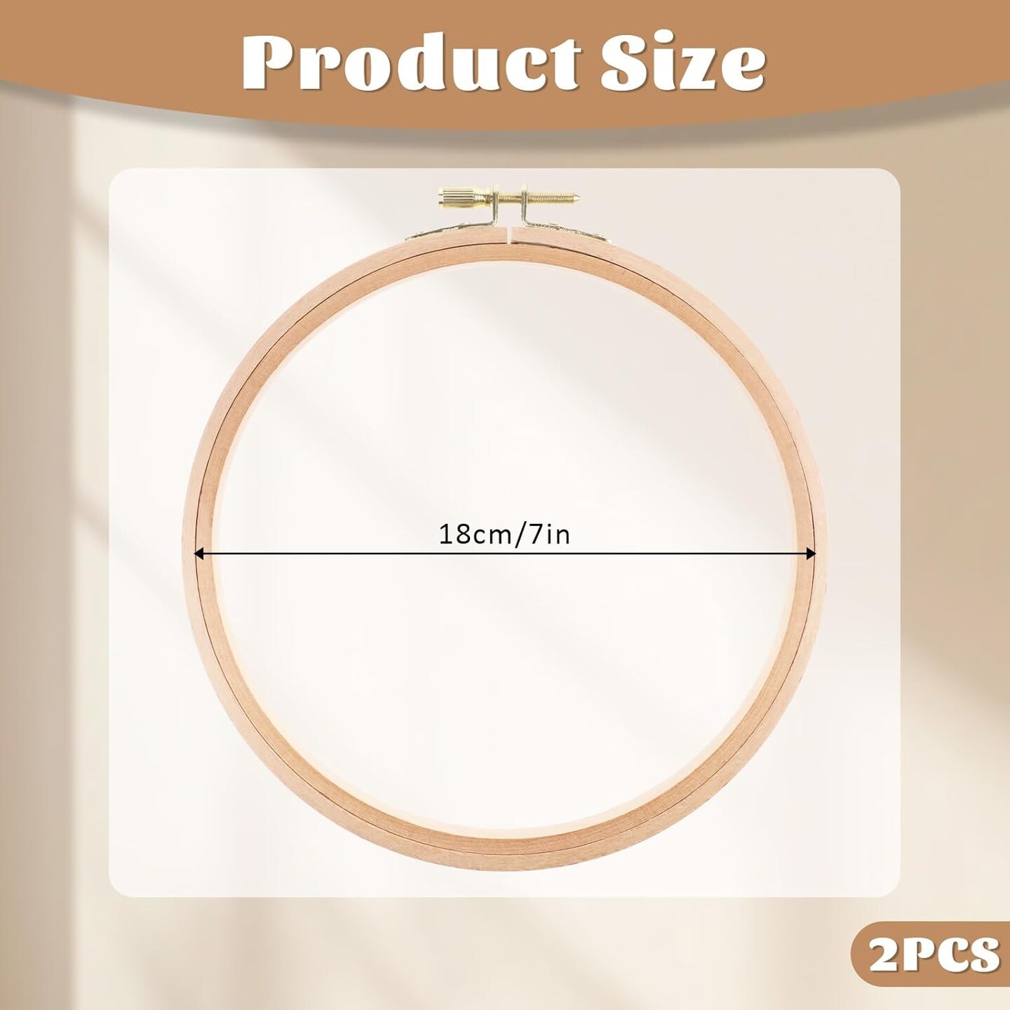 2 Pieces Wood Embroidery Hoops, 7 Inch Wooden Cross Stitch Hoops