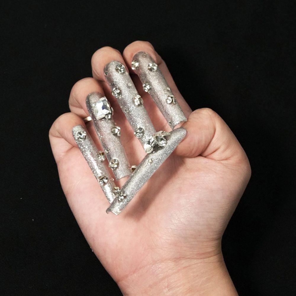 Love Scratch - Clear - Glittering Extra Long Press-On Nails for DIY Manicures - 10 Piece