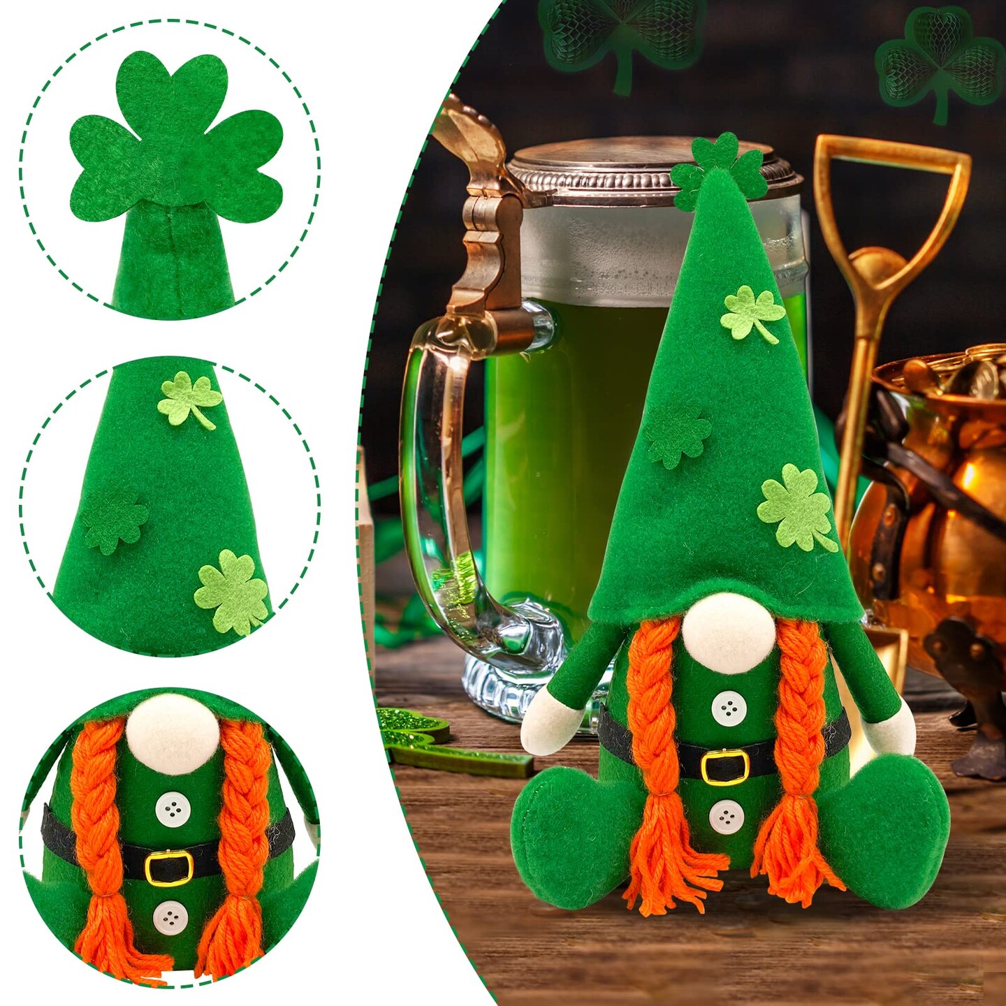 St Patricks Day Decorations - St Patricks Day Decor - Leprechaun Doll, St Patrick's Day Plush Shamrock Gnomes Decorations for Home, Office - Green St. Patricks Day Table Centerpiece - Irish Gifts