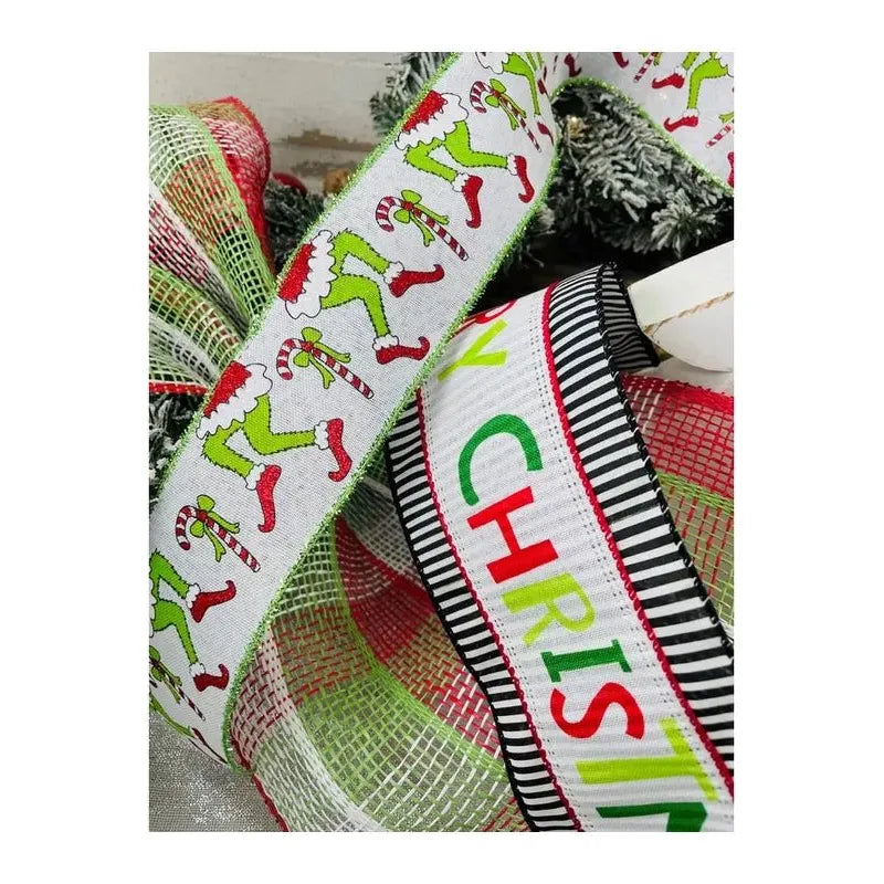2.5&#x22; Green Monster Legs Ribbon: Lime Green (10 Yards)