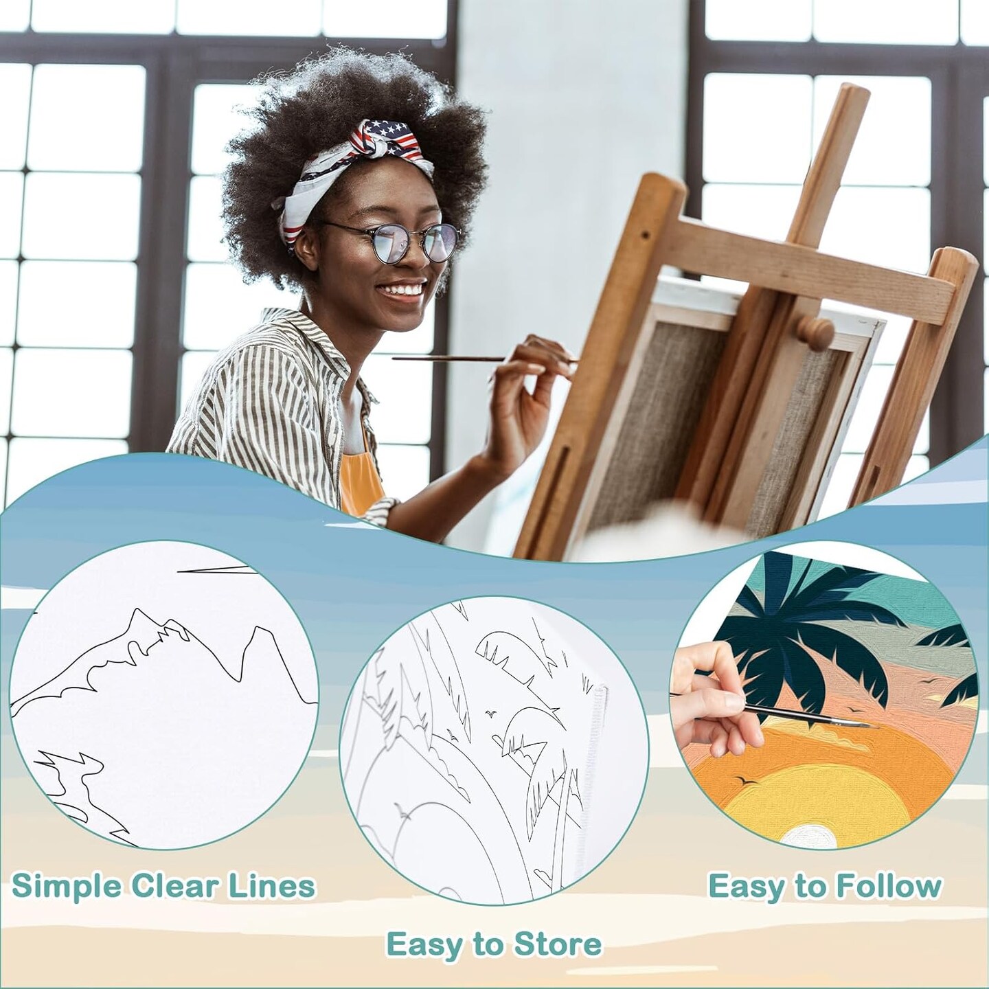 16-Pack 8x10 in Pre Drawn Canvas Painting Kit for Kids & Adults – Sip & Paint Party Supplies, Pre-Printed DIY Art Canvases for Girls’ Night, Date Night, and Painting Parties