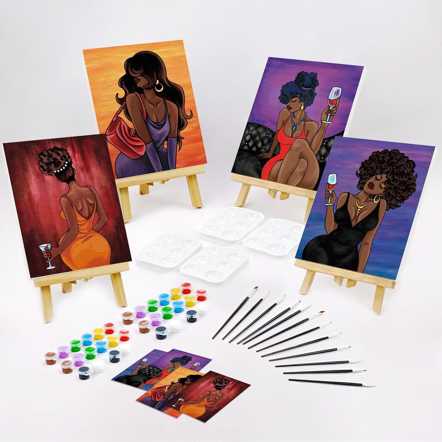 4 Pack Canvas Painting Kit Pre Drawn Canvas for Adults