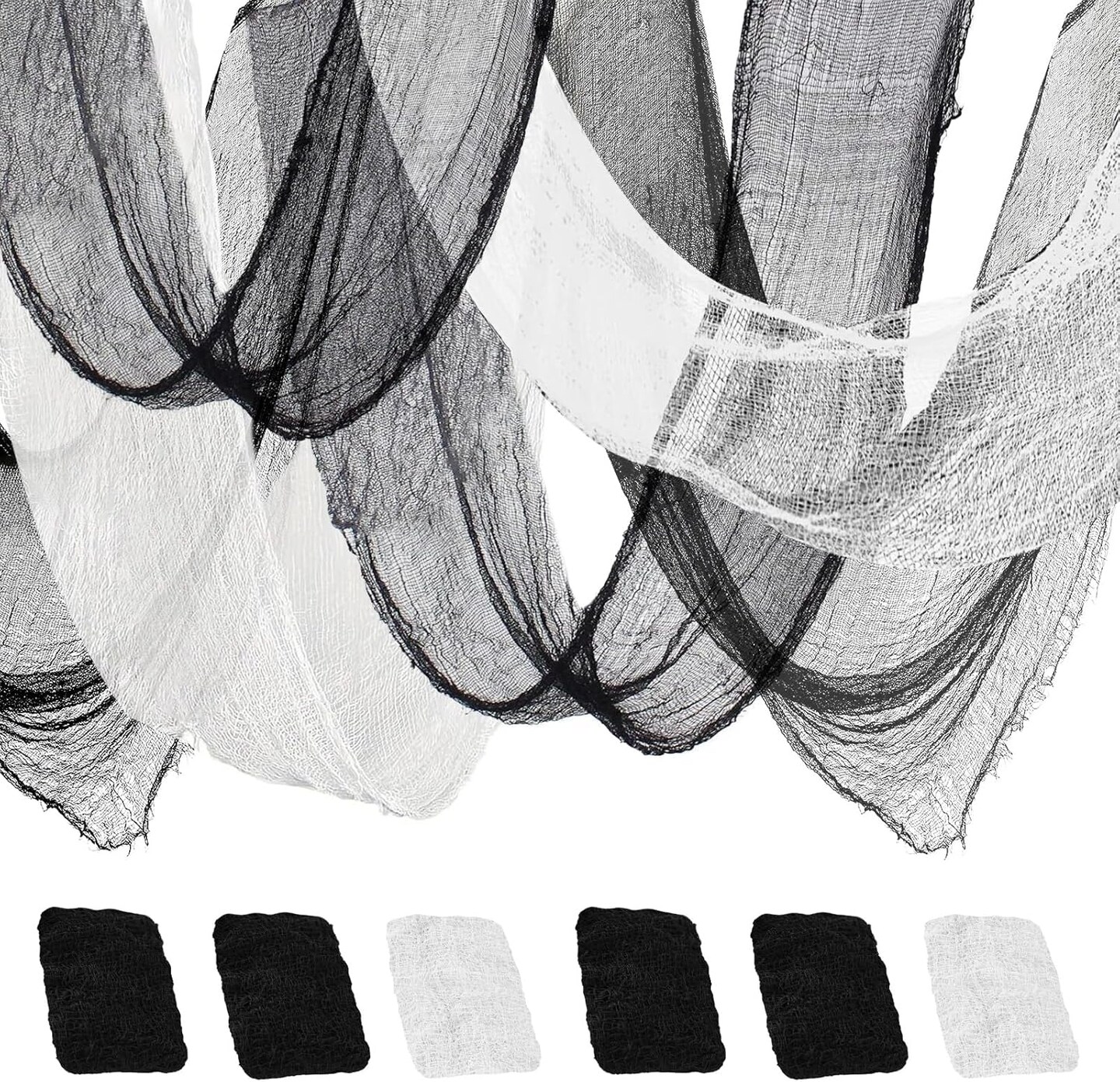 6 Pack Halloween Decorations Indoor Outdoor (Black+White, 30"x 72")