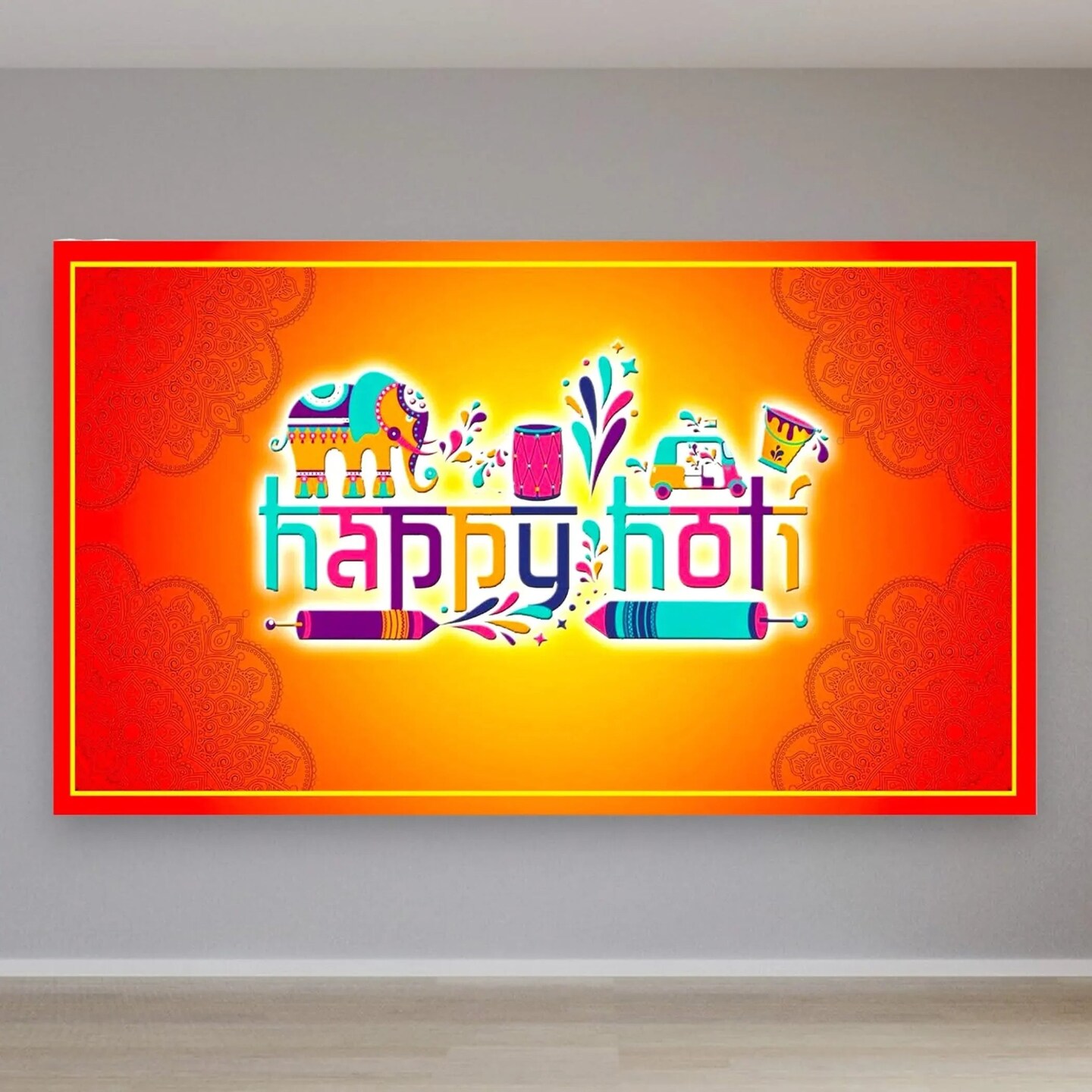 5x8 Ft Happy Holi Backdrop Cloth Banner Indian Hindu Indoor Outdoor Photography Home Wall Hanging Background Decoration Colorful Holi Party Supplies Decorations Backdrop