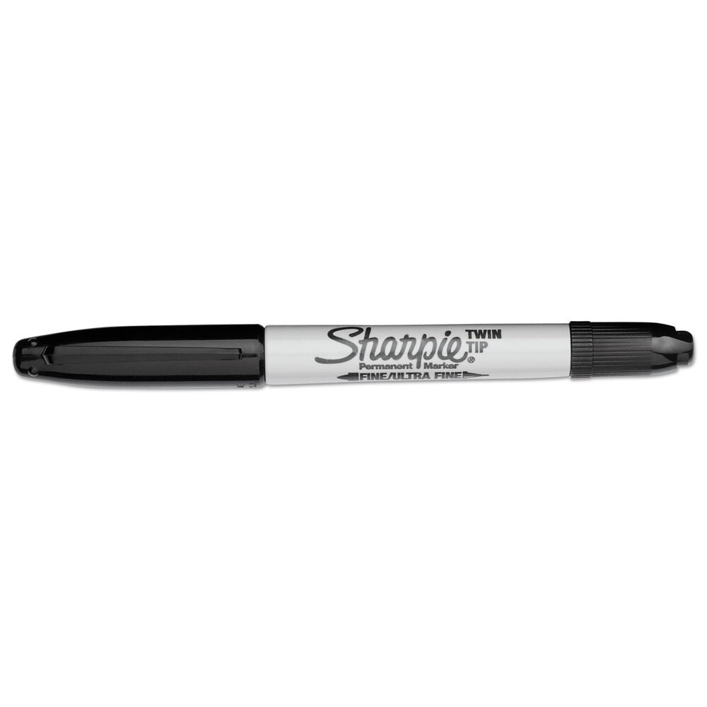 Sharpie Twin-Tip Permanent Marker - Extra-Fine/Fine Bullet Tips/Black (1-Dozen)
