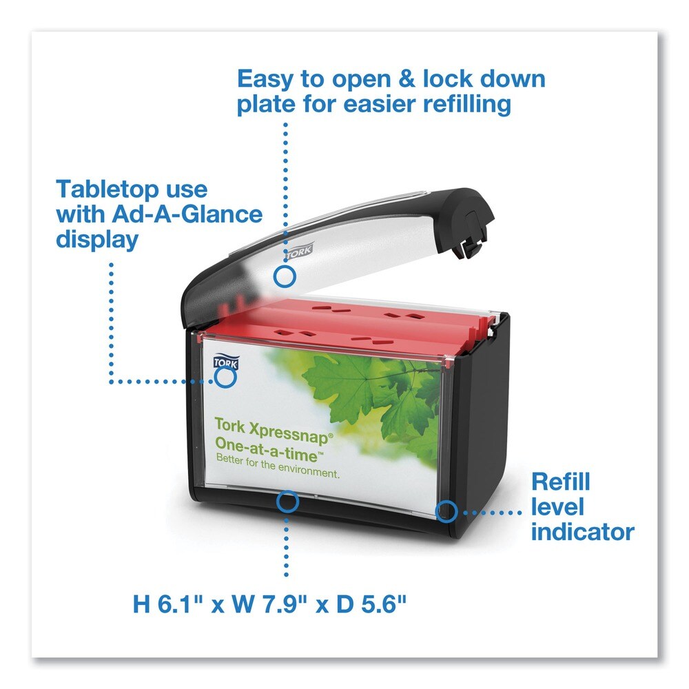 Tork 7.9 x 5.6 x 7.9 Xpressnap Tabletop Napkin Dispenser - Black