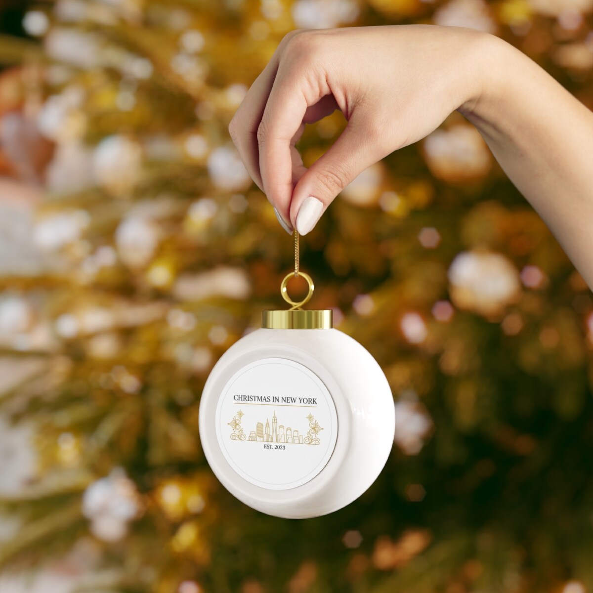 Christmas Ball Ornament - Christmas in New York - Bells / Round / 2.5" × 3"