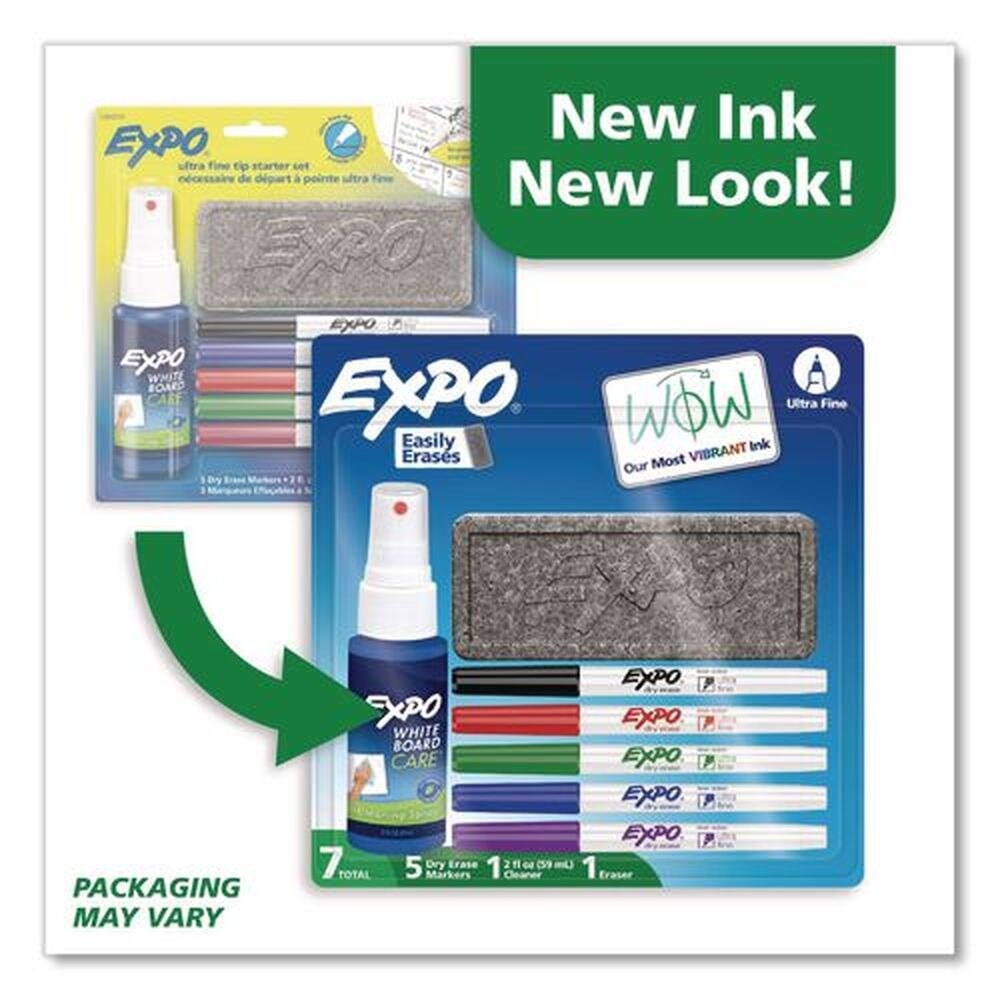 EXPO Low-Odor Extra-Fine Bullet Tip Dry Erase Marker Starter Set - Assorted Colors (5/Set)