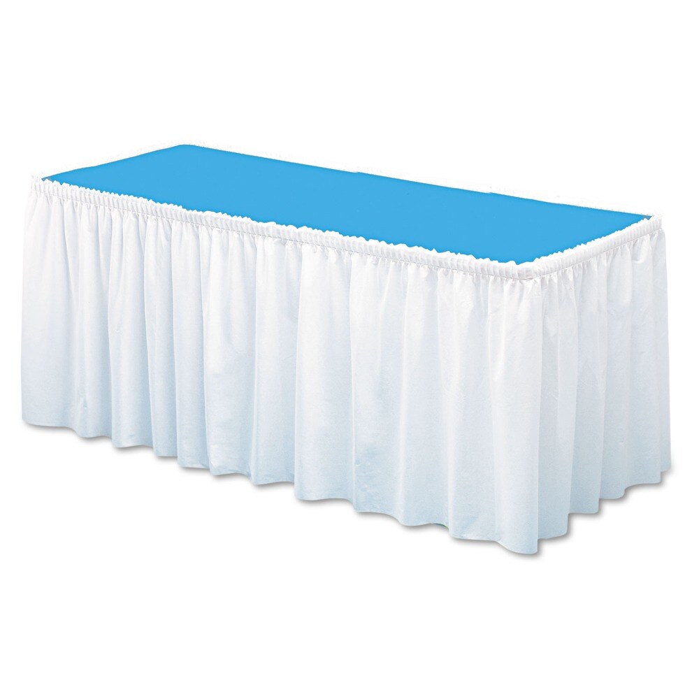 Tablemate 29 in. x 14 ft. Table Set Polyester Linen-Like Table Skirting - White