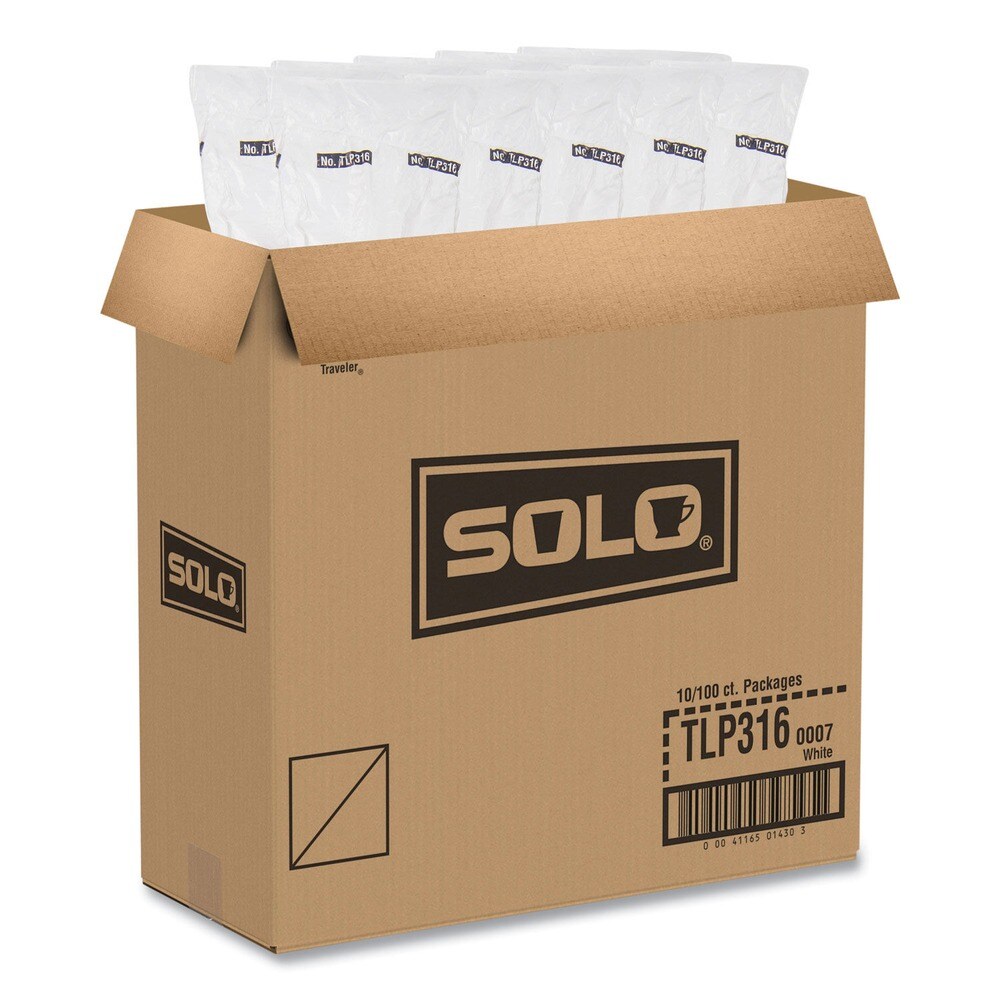 SOLO Traveler Cappuccino Style Dome Lid for 10 oz. to 24 oz. Cups - White (100/Pack, 10 Packs/Carton)