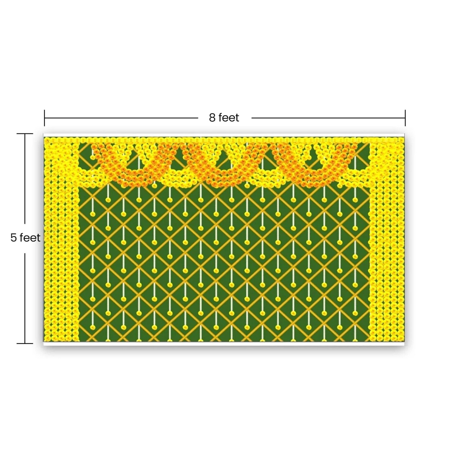 Marigold Backdrop Indian Traditional Cloth Backdrop 5x8 Feet Pooja Backdrop Indian Wall Art Photo Decor Banner Diwali Decor Wedding Backdrop Decorative Cloth Backdrop