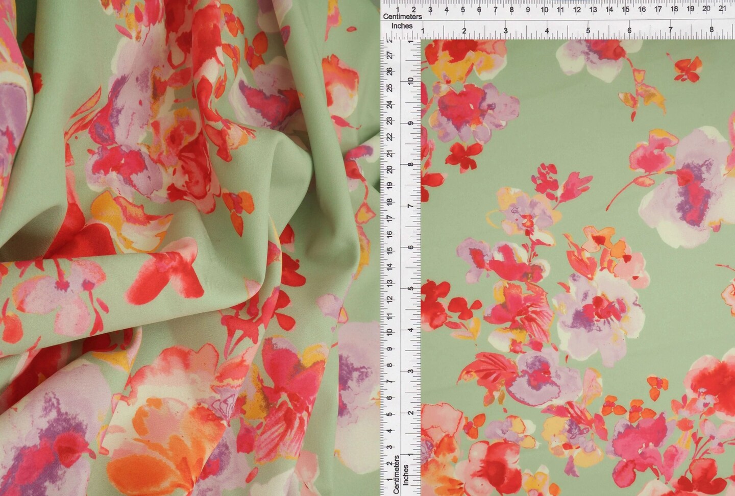 1 Yard Digital Floral Peach Skin Print Fabric, 58/59″ Wide Polyester Spandex Blend