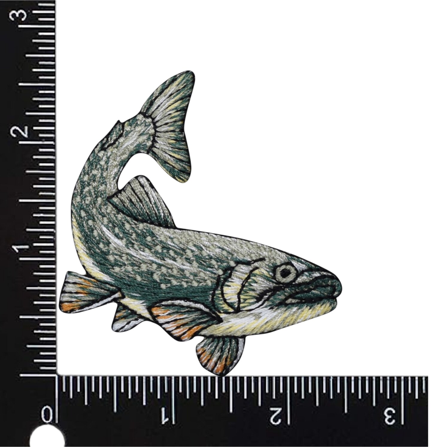 Realistic Trout, Fish, Embroidered, Iron on Patch