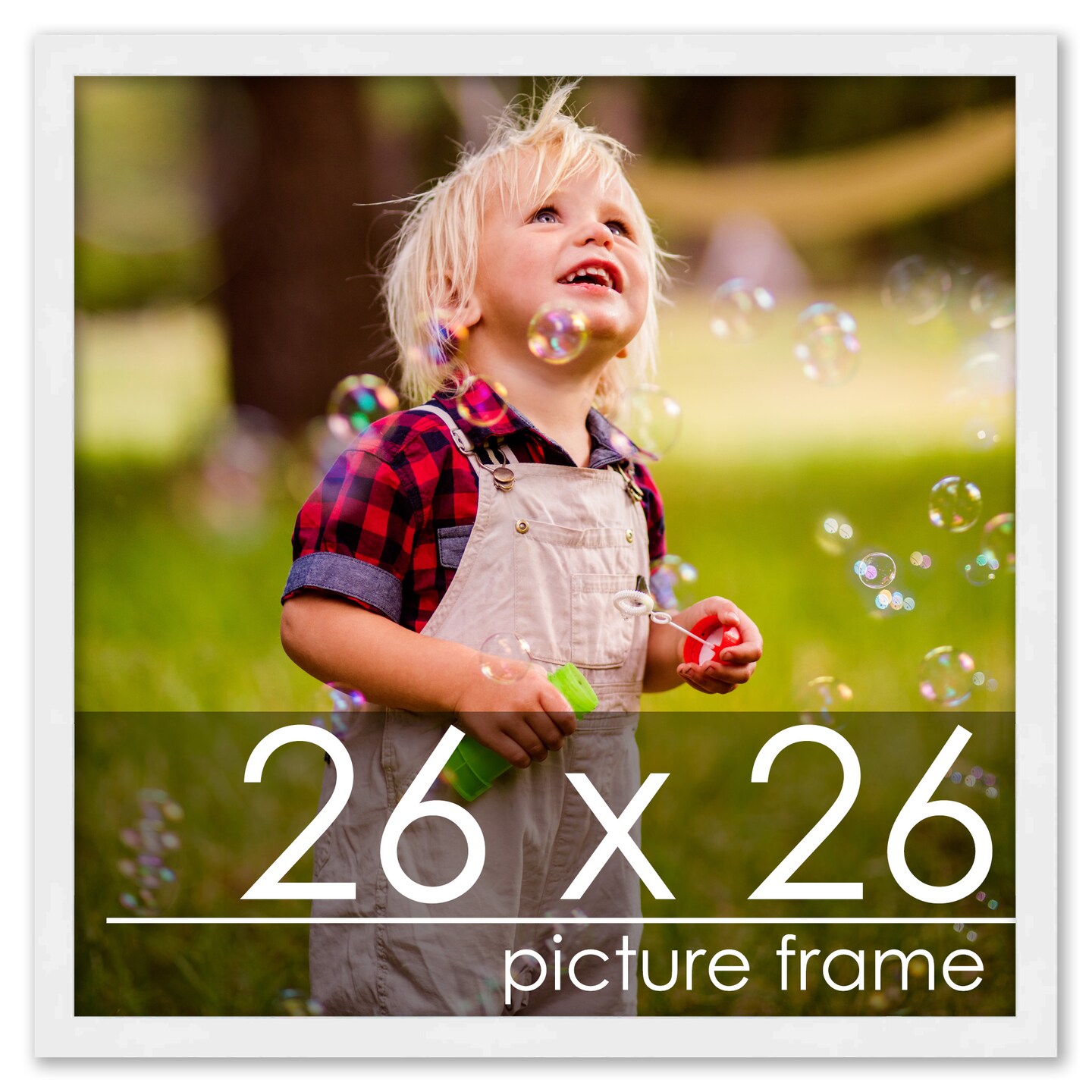 Square Classic Modern White Picture Frame - UV Acrylic, Foam Board Backing, Hanging Hardware