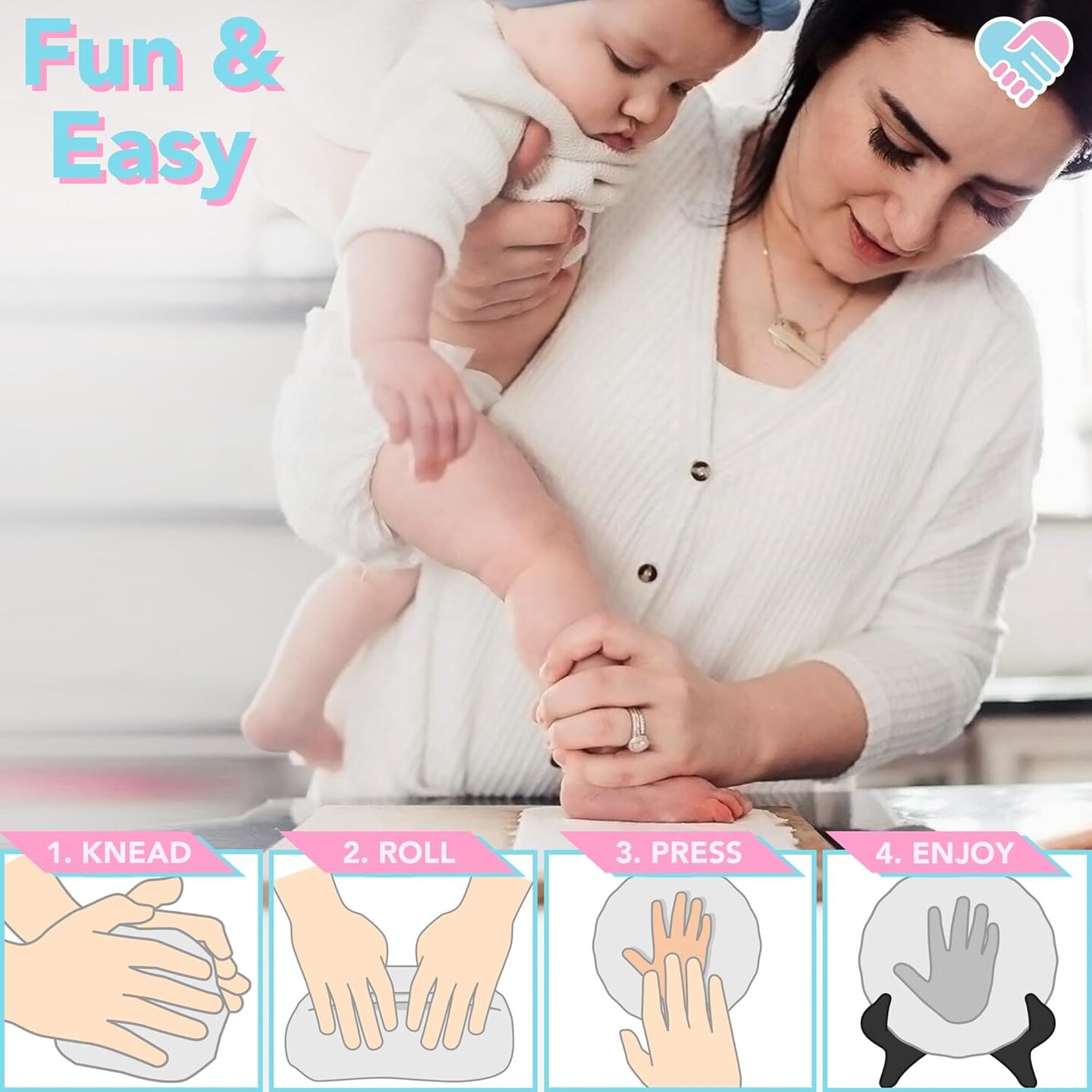 Luna Bean Babys First Christmas Ornament 2024 Girl Boy, Fun &#x26; Easy New Mom Gifts DIY Baby Hand &#x26; Footprint Kit, Newborn Baby Gifts, Baby Keepsake Gifts for New Parents, My First Baby Casting Kit