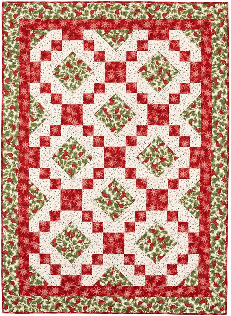Quick Christmas 3-Yard Quilts Pattern - 8 Festive Designs for Lap, Twin, and Queen/King Sizes