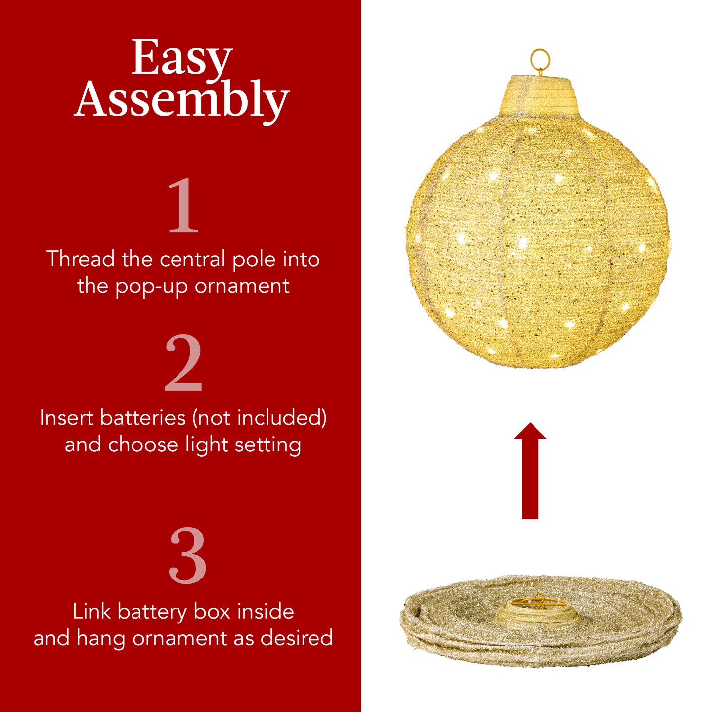 Best Choice Products 3-Piece Hanging Pop-Up Outdoor Christmas Ornaments, LED Lights, 8 Light Functions