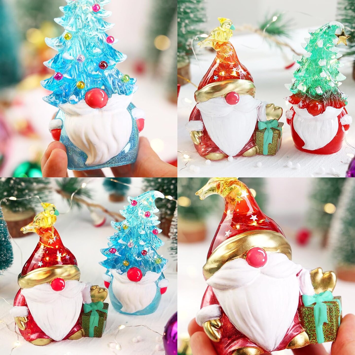 LET&#x27;S RESIN Christmas Gnomes Resin Molds, 2 Pcs Santa Gnomes Epoxy Resin Molds with Slouchy Hat Christmas Tree Gnome, Funny Silicone Molds for Epoxy Resin, Christmas Ornaments, Thanksgiving Gifts
