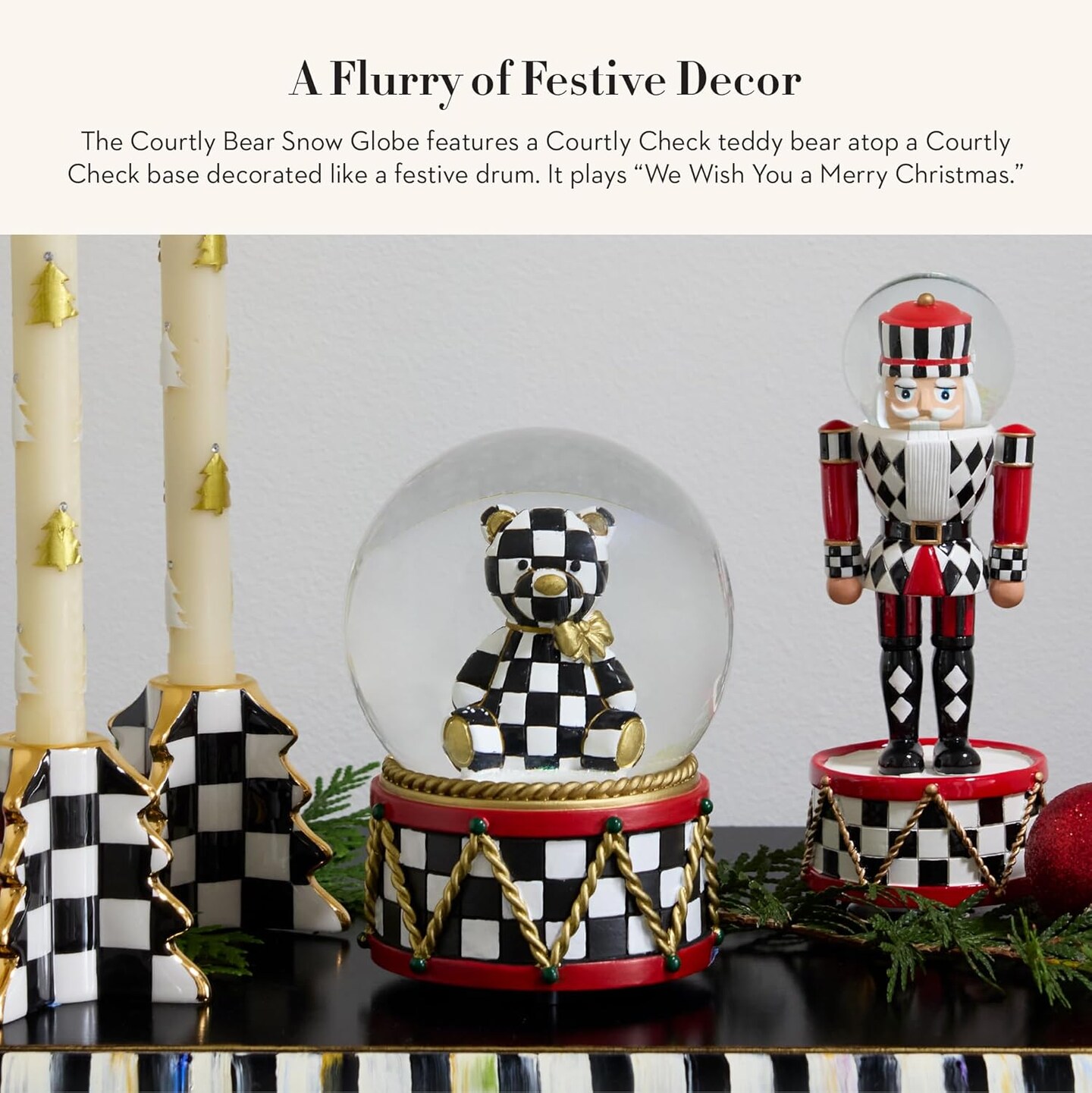 Christmas Snow Globe and Music Box, Unique Musical Snow Globe Christmas Decoration, Courtly Bear