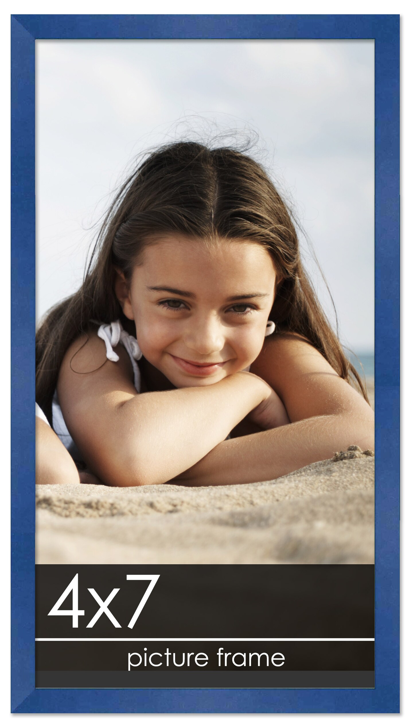 Photo Size Classic Modern Blue Frame - UV Acrylic, Foam Board Backing, Hanging Hardware