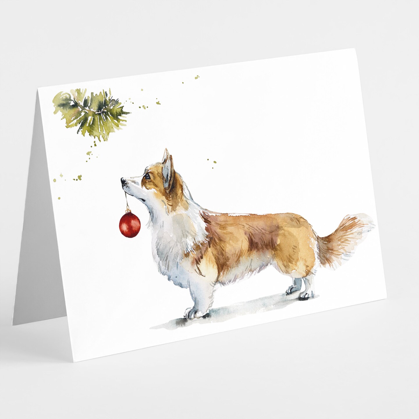 Corgi Christmas Card - 24-Pack Holiday Greeting Cards Featuring Adorable Corgi with Ornament Design, Perfect for Dog Lovers to Share Merry Christmas & Holiday Wishes, Blank Inside for Personalized Messages - Cute and Festive Stationery Set
