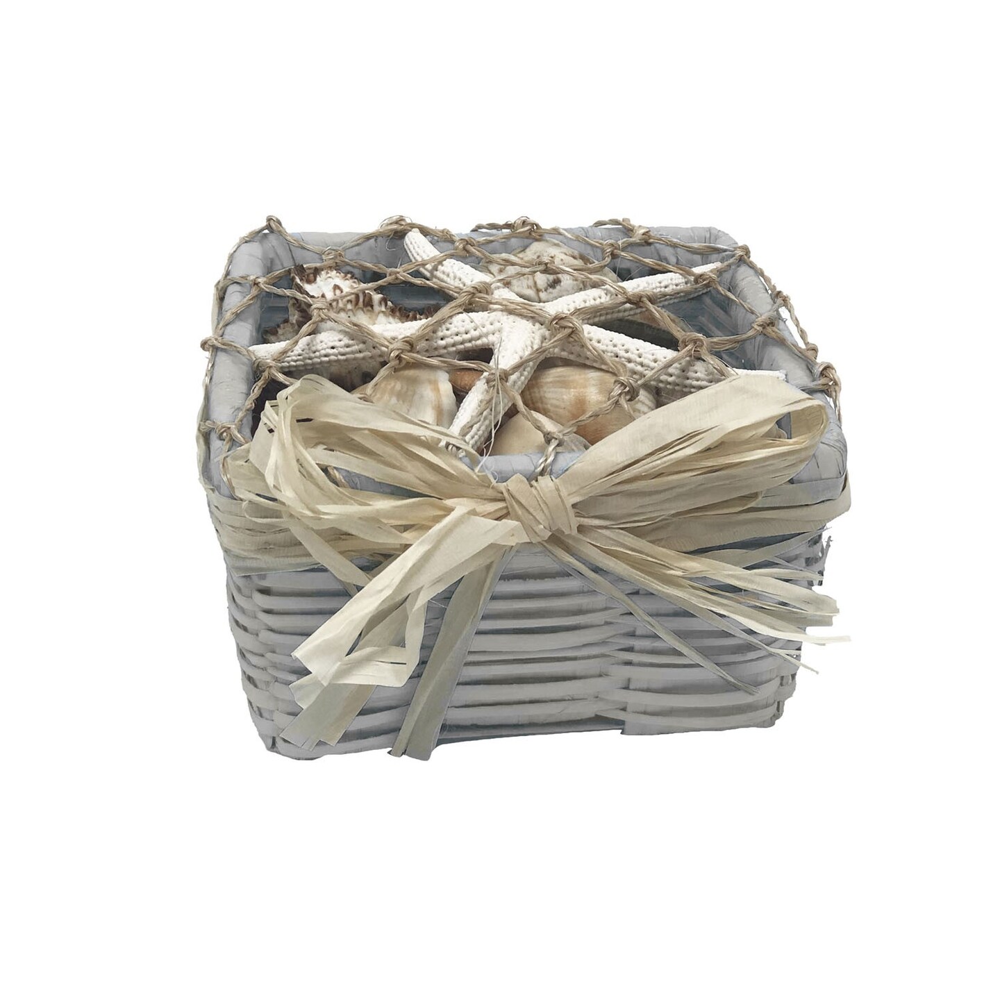 White Square Shell Basket Shell Decor Decoration Gift Box Ocean Coastal Nautical Beach 4X4X2