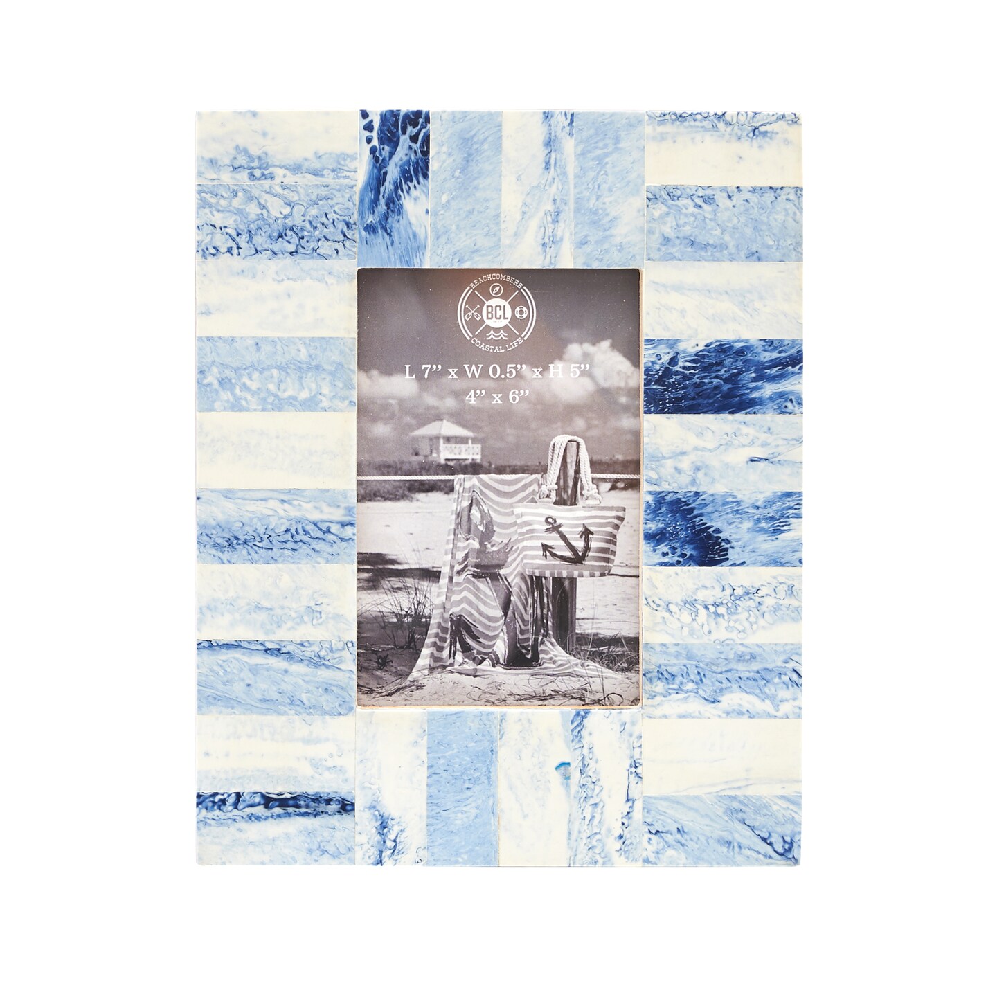 4x6 Blue Resin Coastal Picture Frame for Table or Mantle Decor